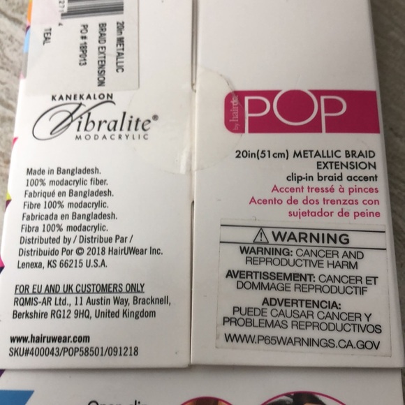 Pop by Hairdo 20” Teal Hair Extension Metallic Clip In Braid Extension Gift NEW - Picture 13 of 15